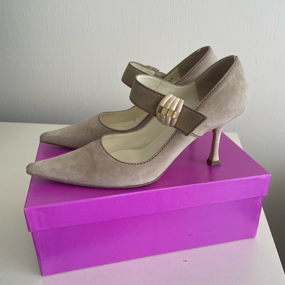 Escada Suede 3” Heel Suede Mary Janes - Picture 2 of 9